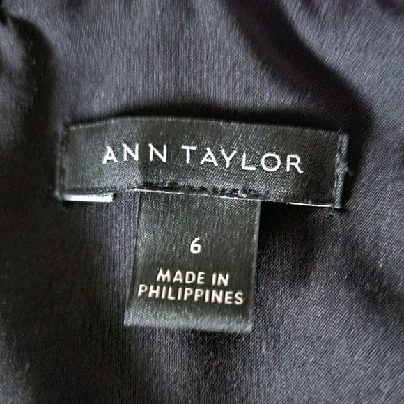 Ann Taylor Poppy Floral High Neck Criss Cross Back Midi Dress in Black - Picture 10 of 12